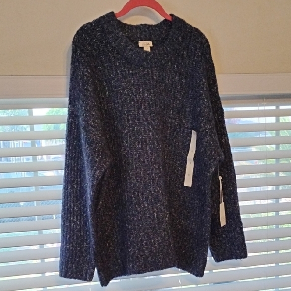 a.n.a. Woman's Navy Marl Round Neck Sweater, Size: XL, NWT - Picture 1 of 8